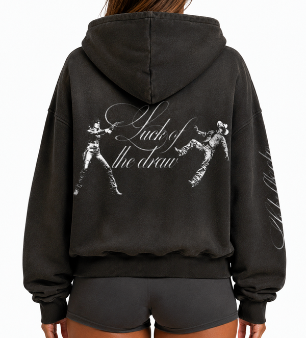 'LUCK OF THE DRAW' OVERSIZED ZIP-UP HOODIE