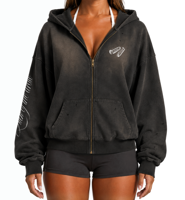 'LUCK OF THE DRAW' OVERSIZED ZIP-UP HOODIE